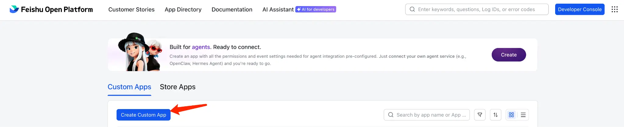 Feishu Create Custom App